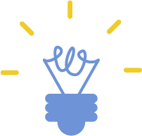 Una bombilla azul con destellos amarillos alrededor